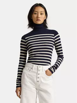 Свитер с высоким воротником приталенного кроя Polo Ralph Lauren, синий