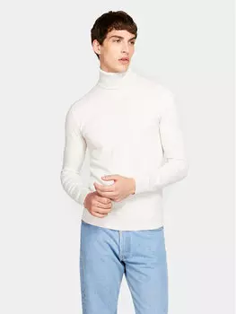 Свитер с высоким воротником приталенного кроя Sisley, бежевый