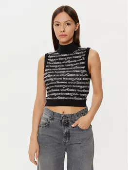 Свитер с высоким воротником приталенного кроя Tommy Jeans, черный