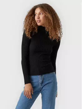 Свитер с высоким воротником приталенного кроя Vero Moda, черный