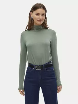 Свитер с высоким воротником приталенного кроя Vero Moda, зеленый