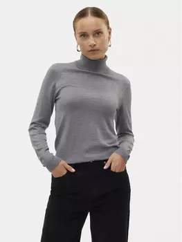 Свитер с высоким воротником приталенного кроя Vero Moda, серый