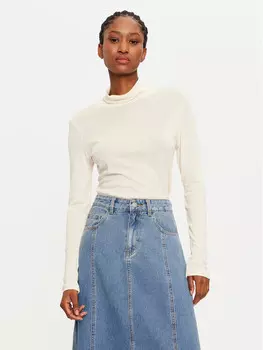 Свитер с высоким воротником приталенного кроя Vila, бежевый