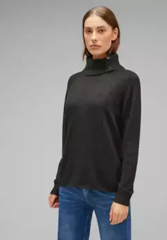 Свитер с высоким воротником STREET ONE из мягкой смеси материалов, антрацит