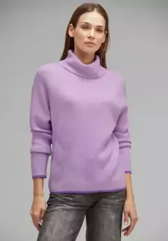 Свитер с высоким воротником STREET ONE, крупной вязки, цвет Soft Pure Lilac Melange