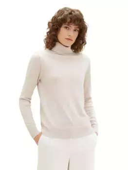 Свитер с высоким воротником TOM TAILOR мягкой тонкой вязки, цвет Clouds Grey Melange