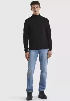 Свитер с высоким воротником United Colors of Benetton классической формы, черный