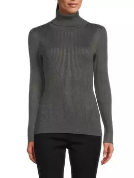 Свитер с высоким воротником в рубчик Dkny, цвет Storm Grey