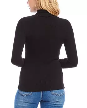 Свитер с высоким воротником в рубчик Karen Kane, черный