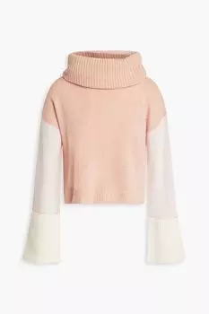 Свитер с высоким воротником в стиле колор-блок из смеси шерсти и кашемира NAADAM, античная роза