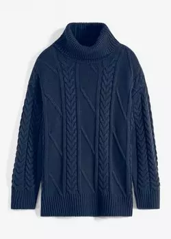 Свитер с высоким воротом Bodyflirt Boutique, синий