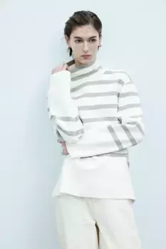 Свитер с высоким воротом H&M, белый