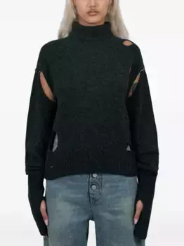 Свитер с высоким воротом и отверстием для большого пальца Jean Paul Gaultier, черный