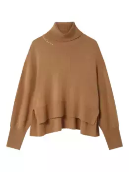 Свитер с высоким воротом и разрезом по низу Axel Arigato, коричневый