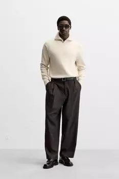 Свитер с высоким воротом и застежкой-молнией ZARA, экрю