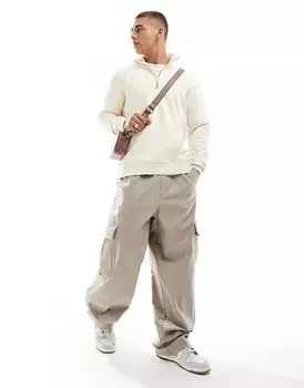 Свитер с высоким воротом и застежкой-молнией 1/4 кремового цвета ONLY & SONS