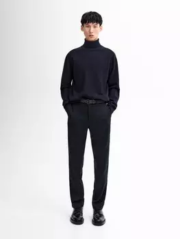 Свитер с высоким воротом из смеси шерсти Massimo Dutti, синий