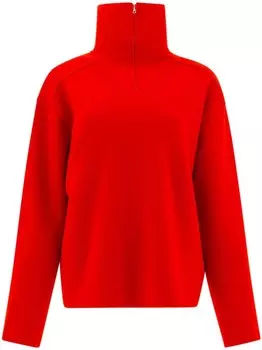 Свитер с высоким воротом на молнии Auralee, красный