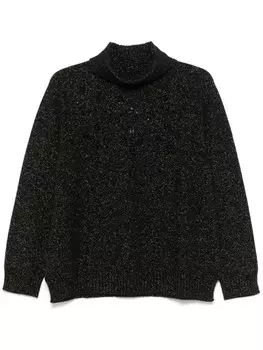 Свитер с высоким воротом, украшенный люрексом TWINSET, черный