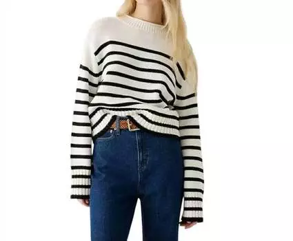 Свитер с высоким воротом в полоску белого/черного цвета J.Crew