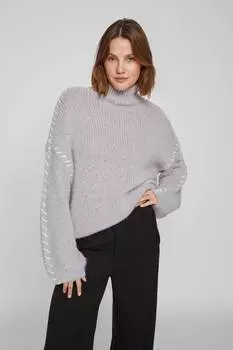 Свитер с высоким вырезом и декоративным швом Vila, серый