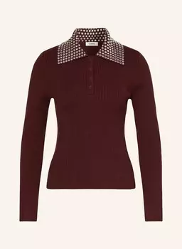 Свитер с заклепками SANDRO, темно-красный/серебряный