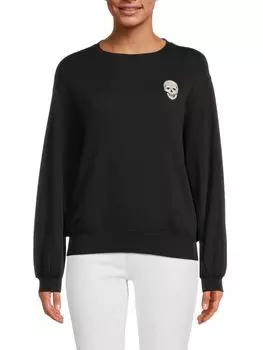 Свитер с заниженными плечами и рисунком черепа Chaser, цвет Licorice