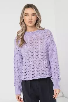 Свитер с заниженными рукавами и ажуром United Colors Of Benetton, фиолетовый