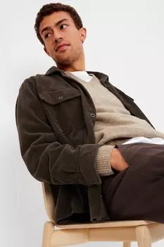 Свитер с заостренным воротником Gap, коричневый