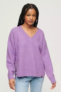 Свитер с заостренным воротником и заниженными рукавами Superdry, фиолетовый