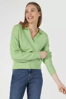 Свитер с заостренным воротником и заниженными рукавами Colin'S, зеленый