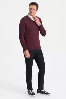 Свитер с заостренным воротником Ombre, бургундия