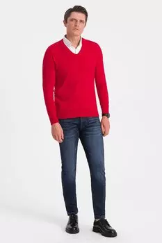 Свитер с заостренным воротником Ombre, красный