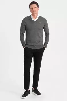 Свитер с заостренным воротником Ombre, серый