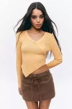 Свитер с запахом и асимметричным V-образным вырезом Monki, желтый