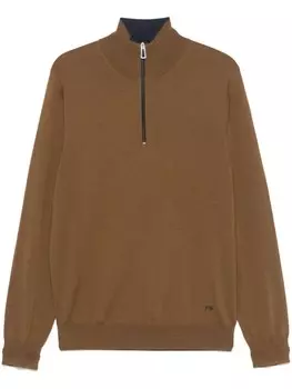 Свитер с застежкой-молнией на половину длины из мериносовой шерсти PS Paul Smith, коричневый