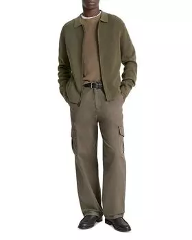 Свитер с застежкой-молнией спереди, стандартного кроя Vince, зеленый