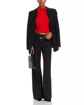 Свитер с завязывающимся воротником Alice and Olivia Abbott, красный