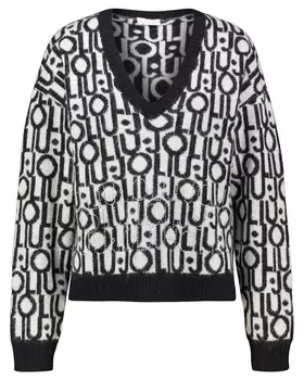 Свитер с жаккардовым логотипом Liu Jo, черный