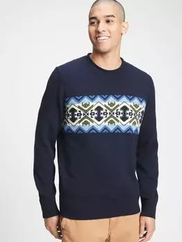 Свитер с жаккардовым узором Gap, синий