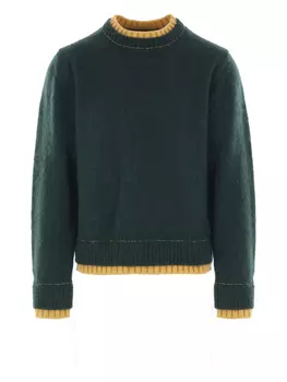 Свитер sacai с контрастной отделкой, зеленый