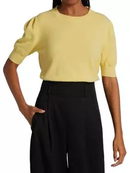 Свитер Saks Fifth Avenue из кашемира с пышными рукавами, желтый