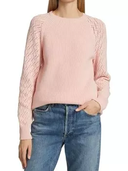 Свитер Saks Fifth Avenue с круглым вырезом и рукавами крючком, розовый