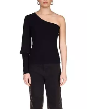 Свитер Sanctuary One Shoulder Rib Sweater, черный