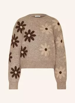 Свитер SANDRO, бежевый/темно-коричневый