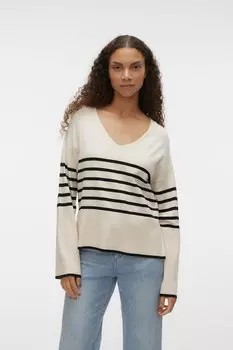 Свитер «Счастье» с точками и полосками Vero Moda, черный