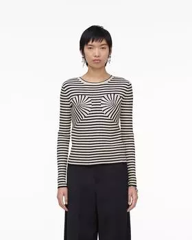 Свитер Seamed Up Knit Crewneck Marc Jacobs, черный/белый