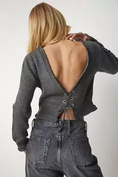 Свитер - Серый - Классический крой Happiness stanbul, серый