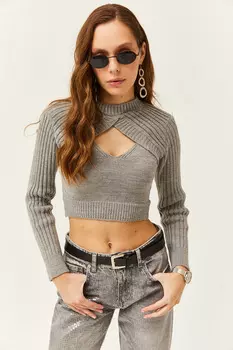 Свитер - Серый - Классический крой Olalook, серый