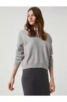 Свитер - Серый - Oversize Koton